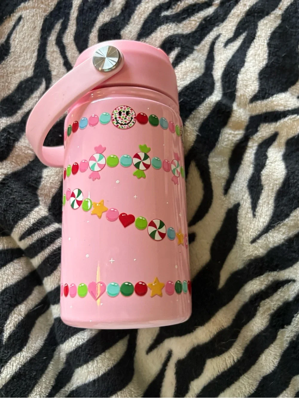 Pink Candy-Print Insulated Food Jar - Portable Kids Thermos